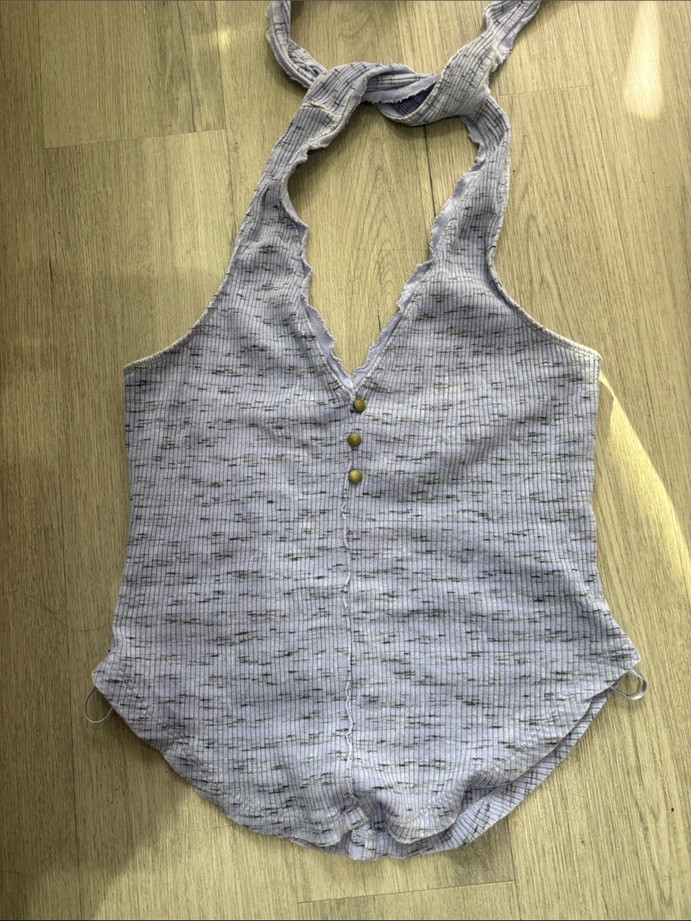 Pilcro Lavender Ribbed Halter Tank with Button Front - Picture 13 of 16